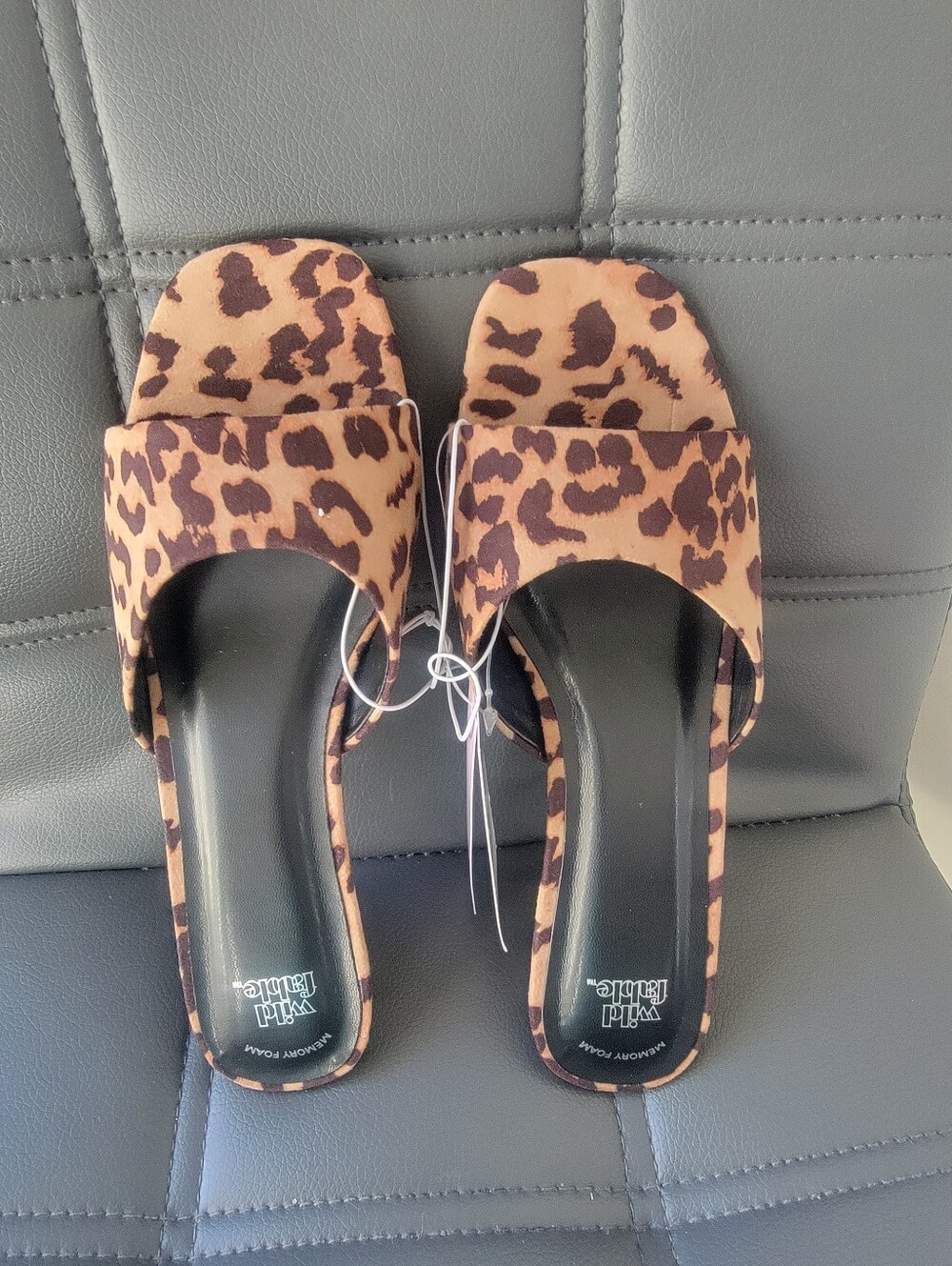Wild Fable Women's Leopard Print Kitten Heel Sandals Memory Foam Sz 6, 6.5 & 8.5